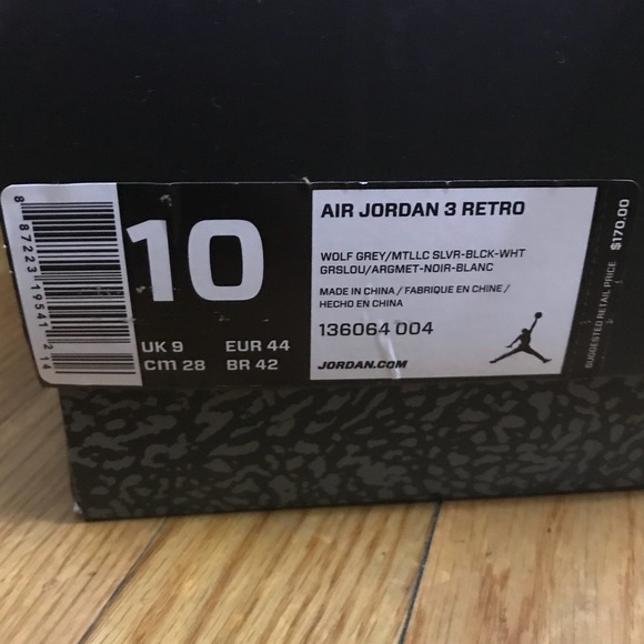 NEW! Authentic! Air Jordan 3 Retro “Wolf Grey” - Picture 4 of 4
